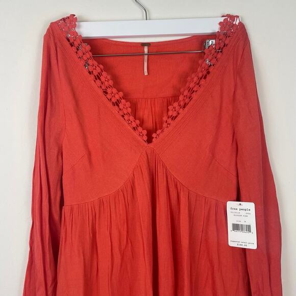 Free people gentle dreamer dress short v neck cut out back size medium - Picture 2 of 10